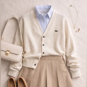 1960s Vintage IZOD Lacoste White Cardigan